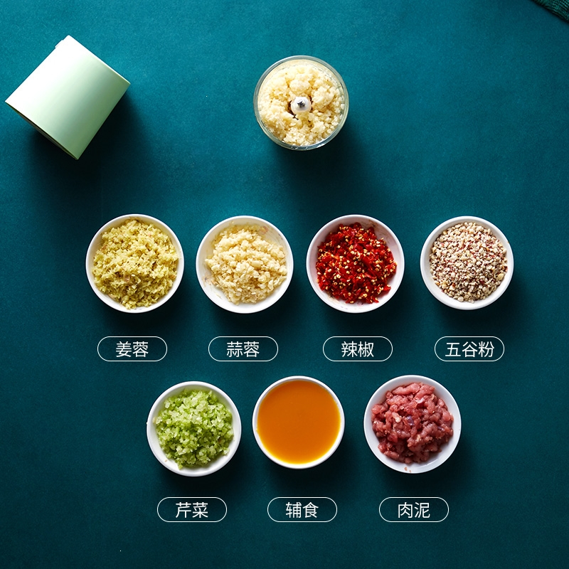 宝宝辅食机婴儿小型迷你绞肉机多功能电动无线料理机搅拌机_100粉色塑料杯体充电式绞肉辅食蒜泥