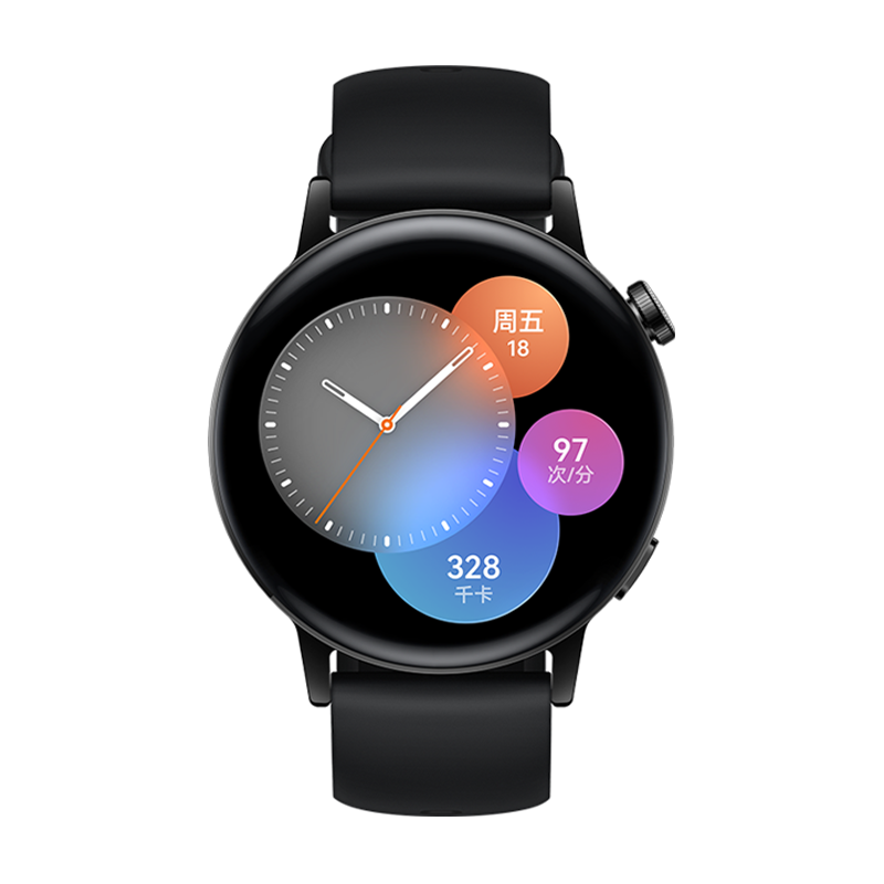 华为huaweiwatchgt3milb19黑色氟橡胶表带42mm华为手表