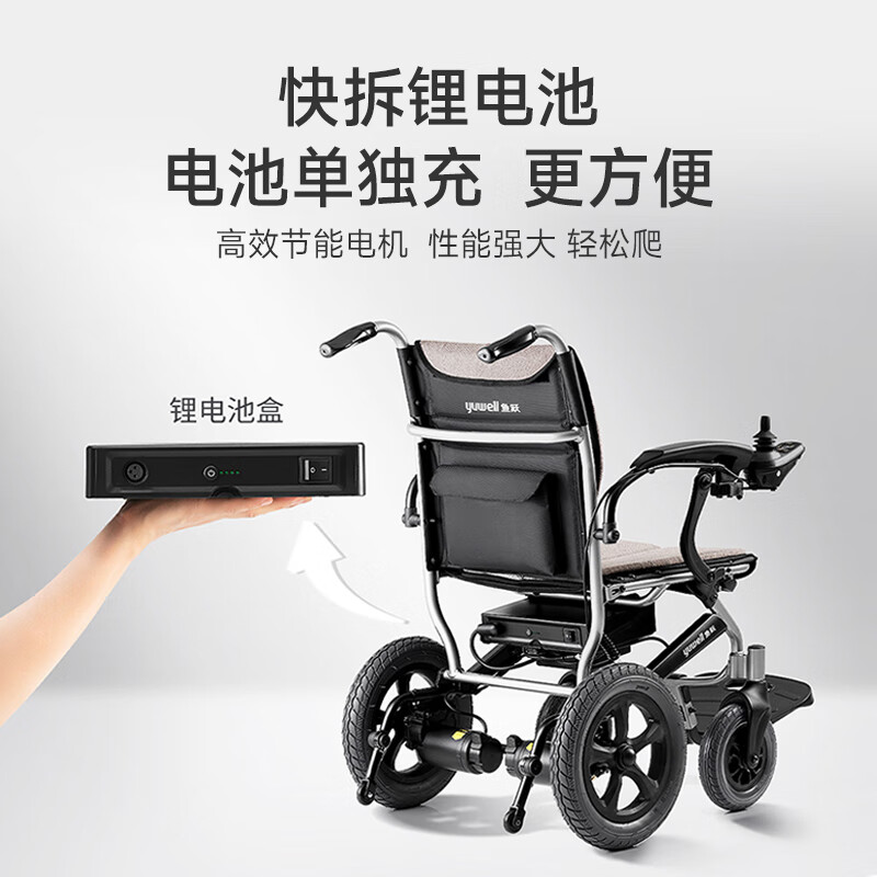 鱼跃(yuwell)电动轮椅D130FL老人专用折叠轻便残疾人智能轮椅代步锂电