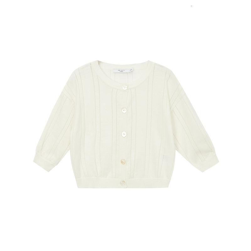 [1件3折价:57]米喜迪mecity童装夏季新款女童镂空圆领毛织开衫薄款空调衫