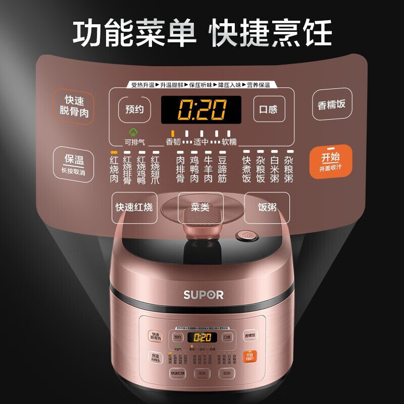 苏泊尔(SUPOR)SY-50FC29Q电压力锅全自动智能预约5L触控面板家用煲汤易清洁双球釜高清大图