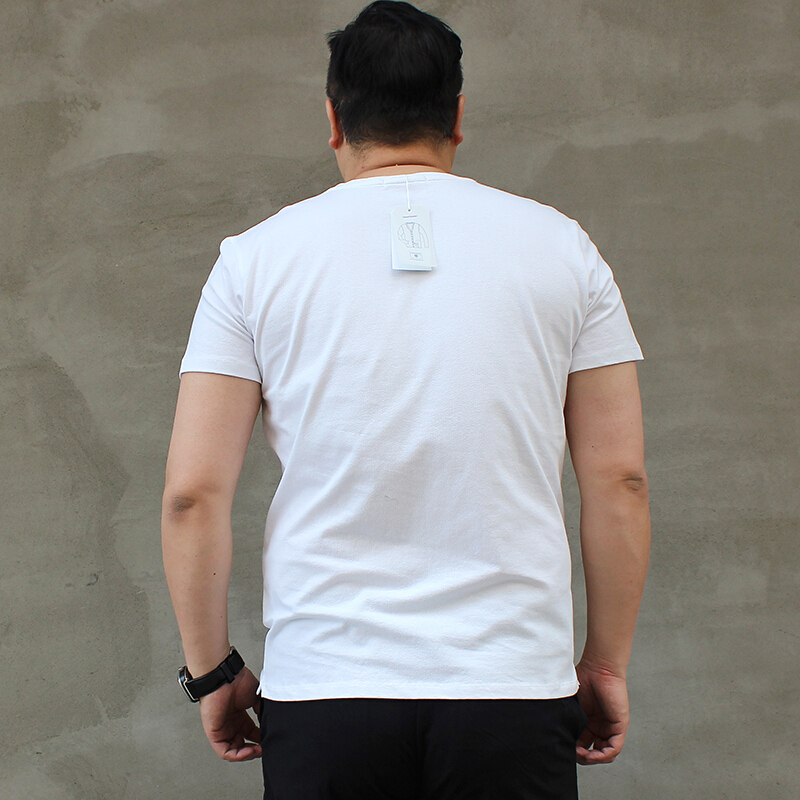 潮夏新款简约潮胖特大号男装加肥加大码圆领男士短袖t恤