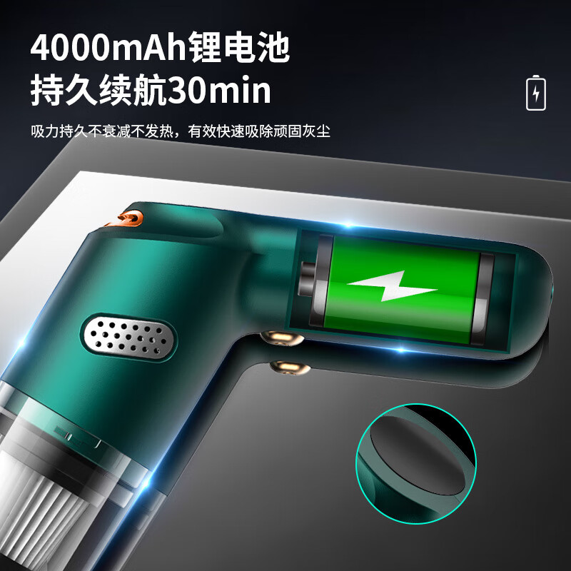 上亨(shangheng)SHZH-XCY01L车载无线吸尘器车用大功率充电除尘器车家两用手持大吸力清洁工具 奶白色-标高清大图