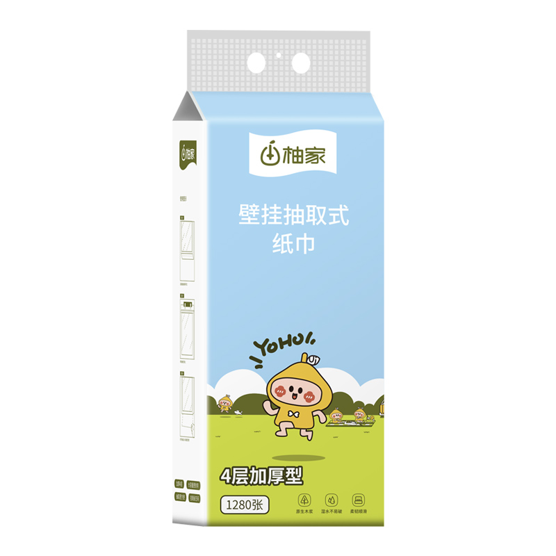 柚家壁挂抽取式纸巾320抽*1提装