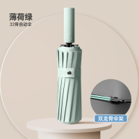 旭晴16骨双龙骨一键开合加大伞面黑胶晴雨伞 薄荷绿