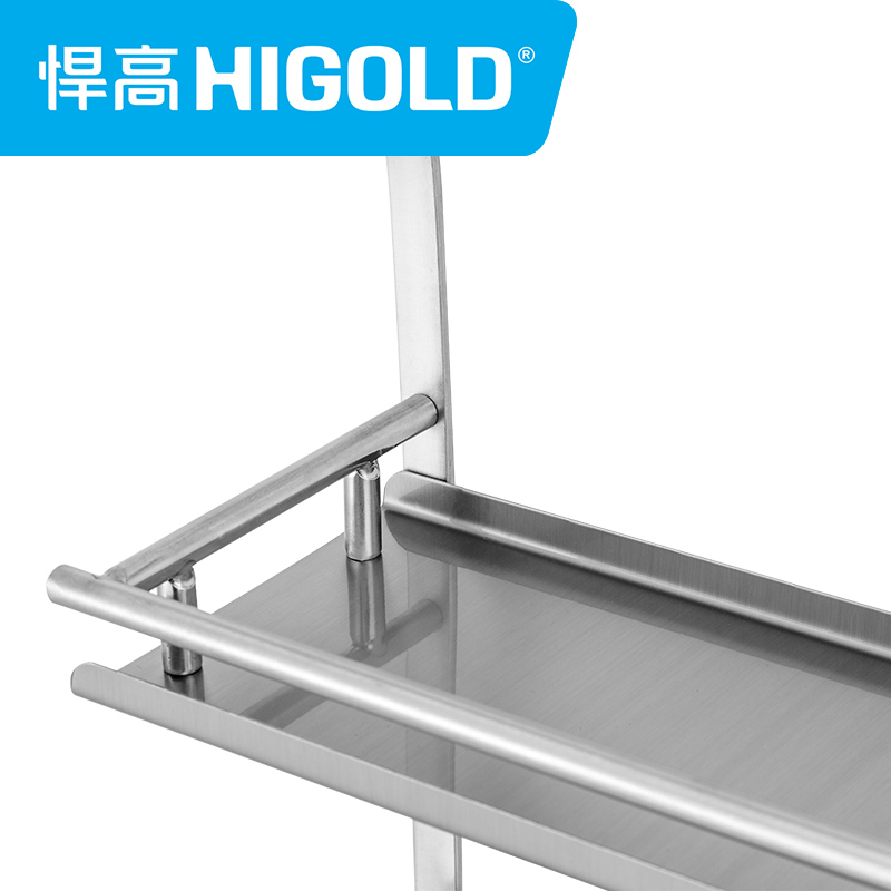 HIGOLD/悍高 不锈钢厨房置物架 壁挂墙双层调味收纳架挂件挂架 厨房挂架