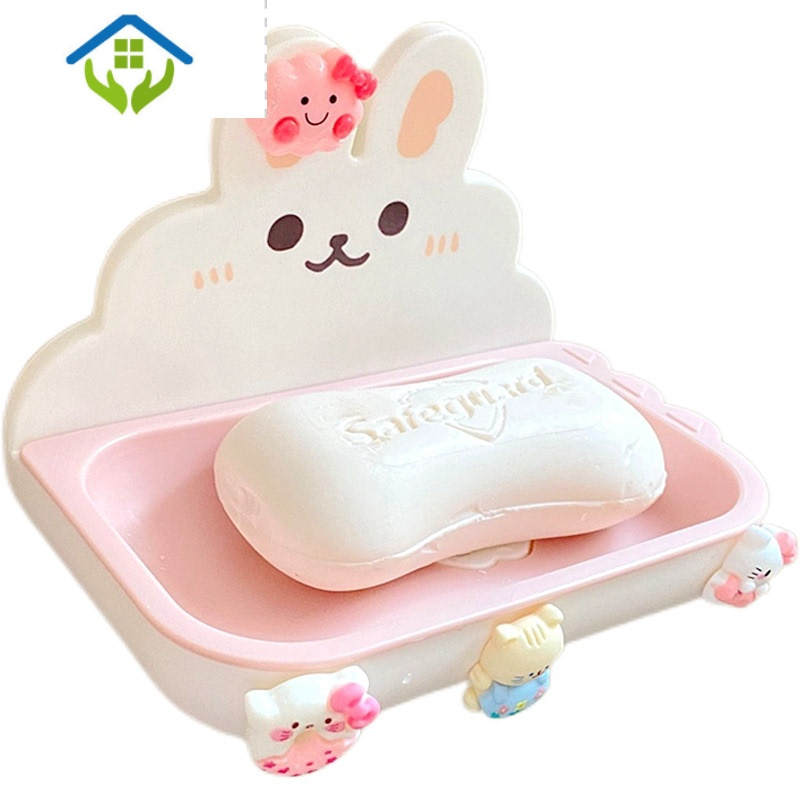 御蓝锦卡通可爱轻奢肥皂盒双层可沥水壁挂式免打孔香皂盒卫生间肥皂