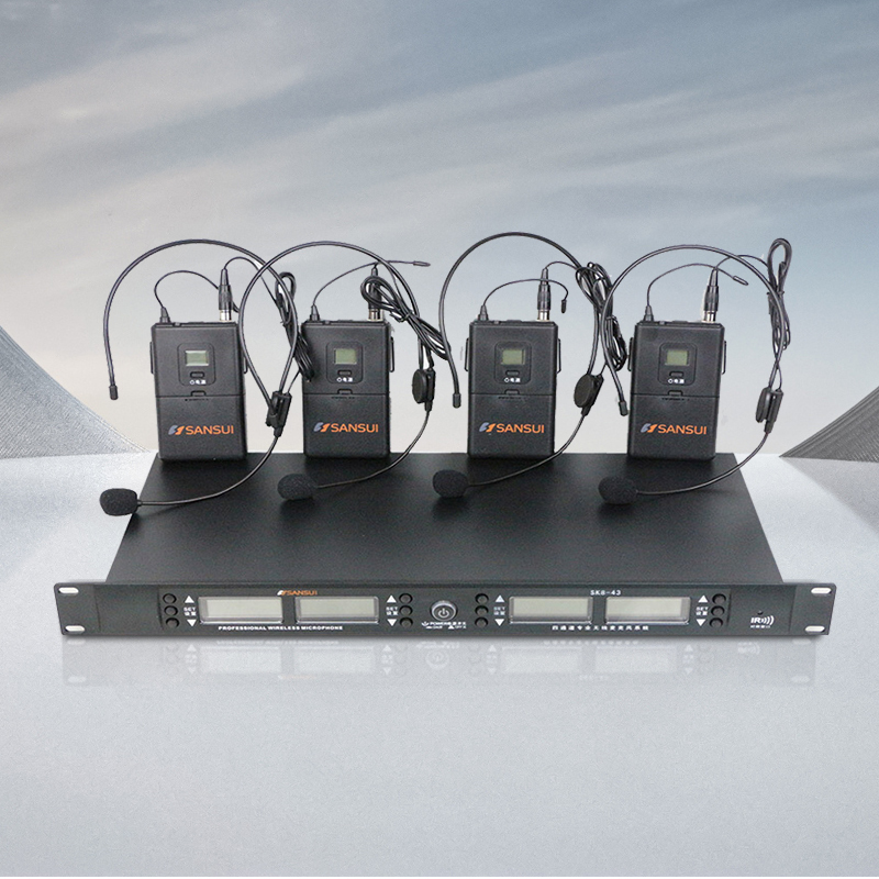 山水sansuisk2843一拖八专业无线话筒接收器u段领夹耳麦演出会议鹅颈