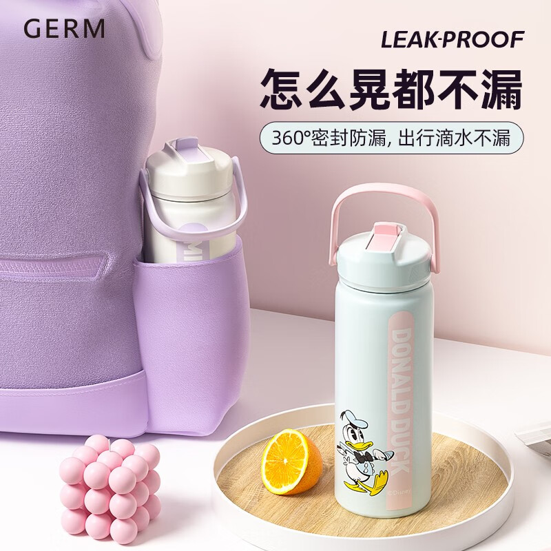 格沵 米奇/唐老鸭系列轻氧运动保温杯GE-DS23AW-B34云粉蓝630ML高清大图