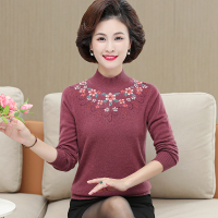 正品EERDS羊绒衫毛衣女妈妈装洋气打底衫上衣中年女士毛衣老年人冬季羊绒衫半高领中老年貂绒毛衣女打底衫加肥加大码女装
