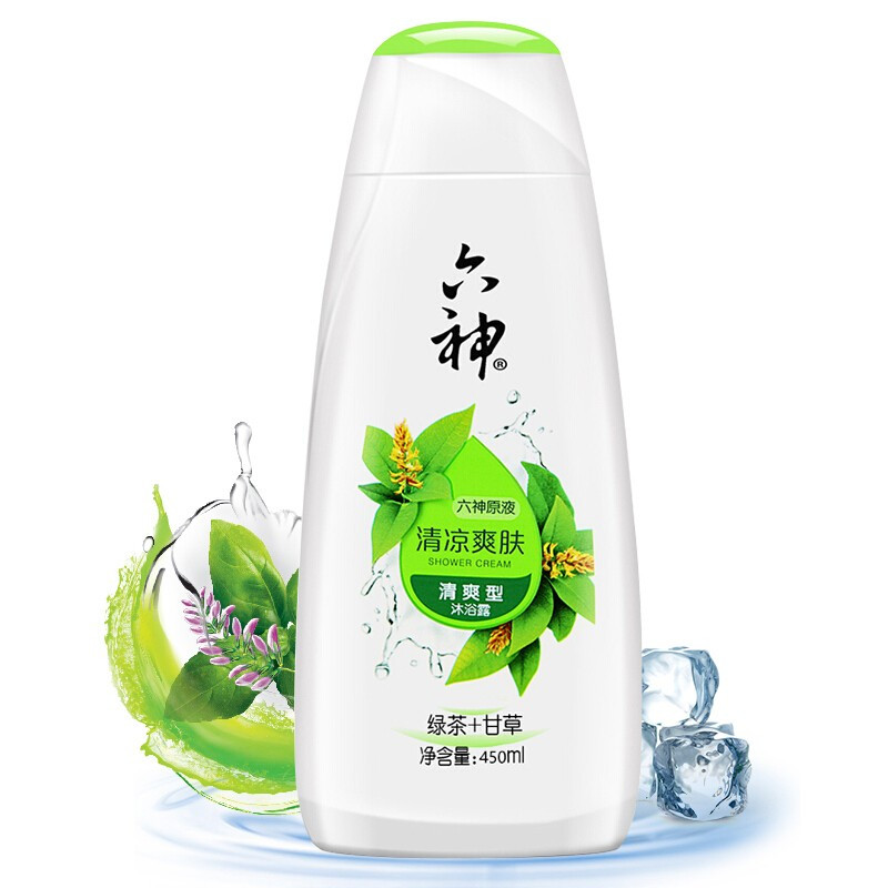 六神 清凉爽肤冰凉超爽沐浴露 绿茶+甘草香450ml 20瓶/箱 单箱价格
