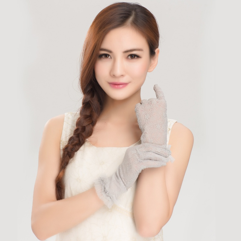 夏季防晒手套女短款蕾丝薄款分指夏天防晒手套