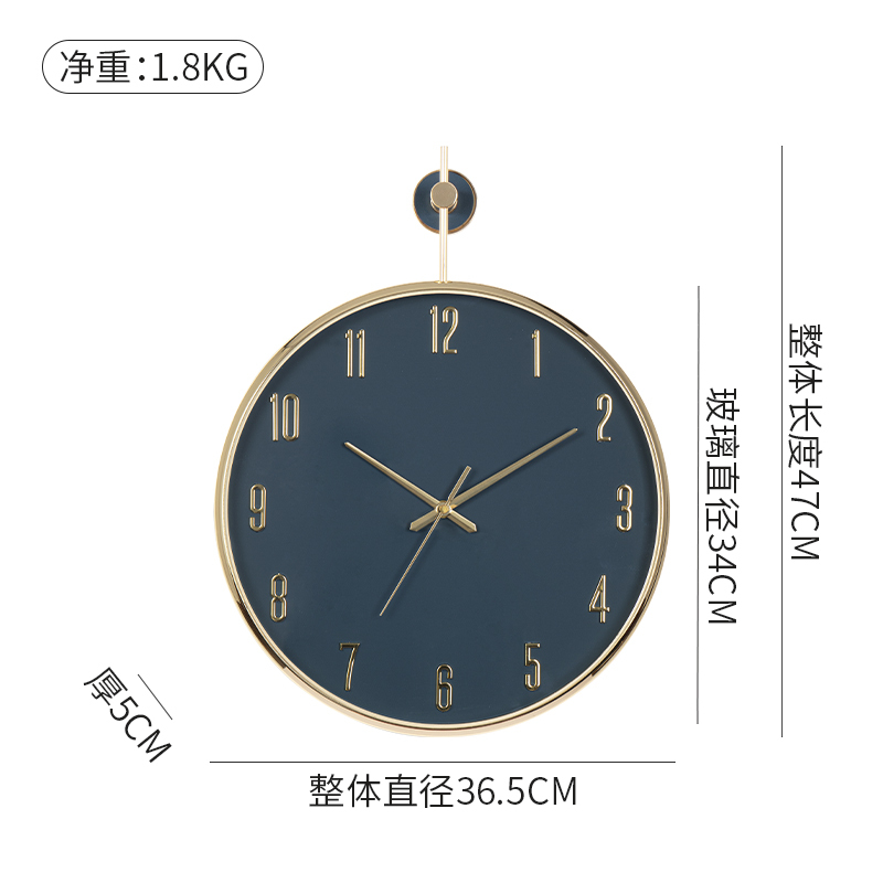 汉时(Hense)时尚轻奢金属装饰挂钟创意客厅石英时钟家用挂表HW210