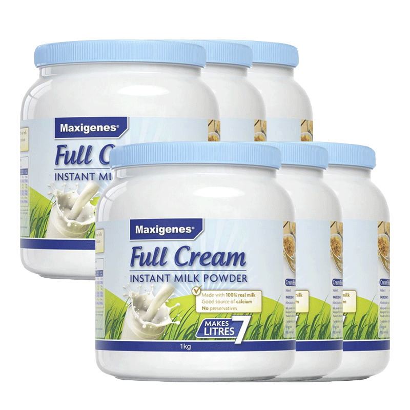 奶粉蓝胖子全脂高钙青少年中老年学生成人牛奶粉1kg罐6罐装效期至256