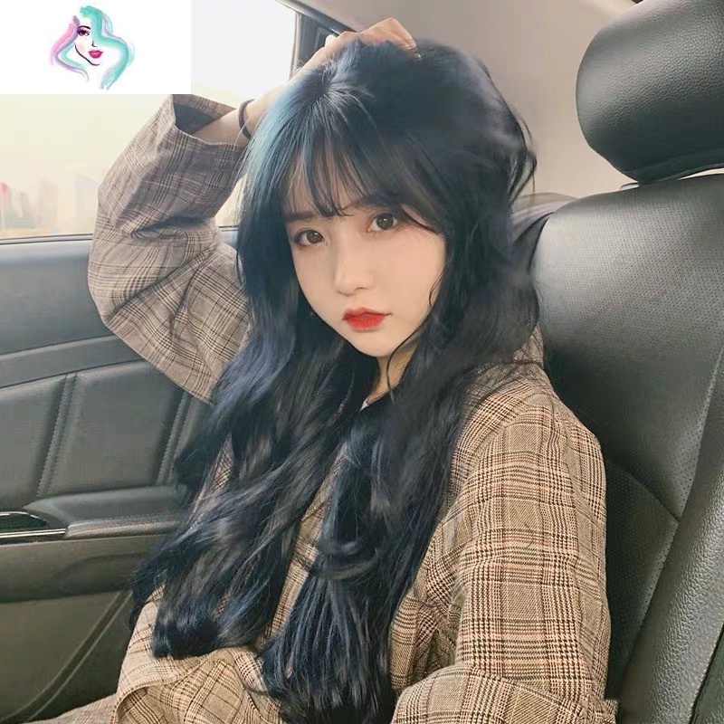 网红假发女空气刘海长卷发长发自然圆脸浪及腰气质长发全头套 你那么
