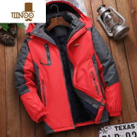 YANXU2022冬季防风防水冲锋衣棉服男加绒加厚工作服棉衣外套防寒棉袄厚 XXL建议110-135斤左右 防水款加绒加厚红色