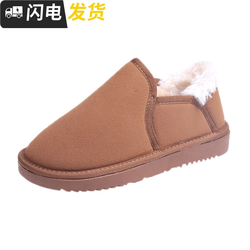 大码棉鞋女41-43 冬2022新款冬季百搭学生 加绒保暖一脚蹬雪地靴启如高帮鞋