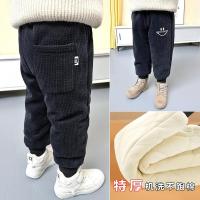 儿童裤子加绒加厚冬款男童灯芯绒三层小童2023新款加棉裤