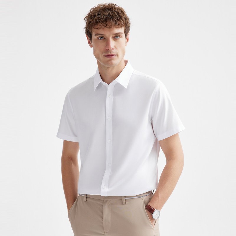 七匹狼(septwolves)男士衬衫 b七匹狼男装短袖商务白衬衫夏季新款易