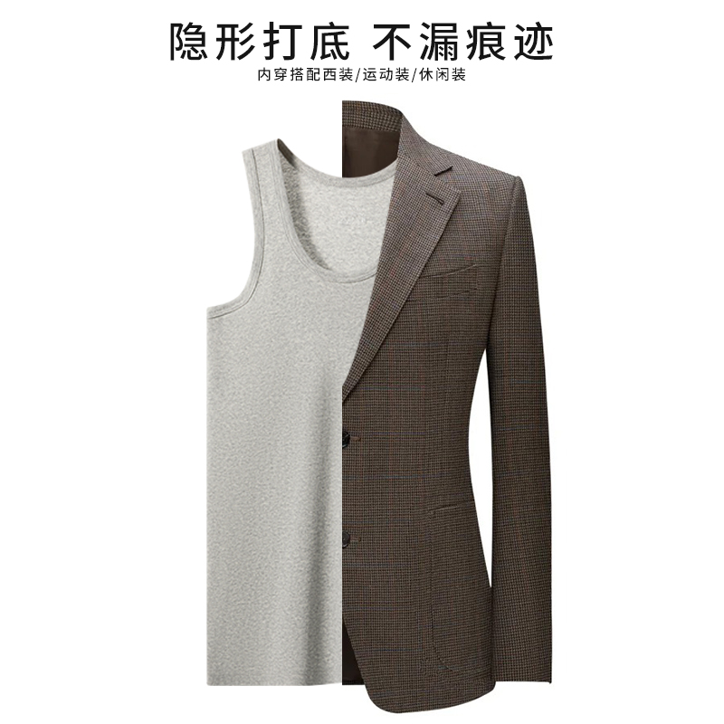 啄木鸟男士纯棉吸汗背心2025新款夏季老头衫运动健身打底无袖背老高清大图