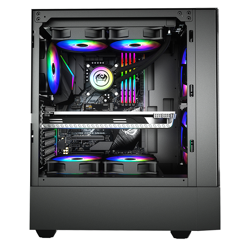 长城greatwall魔镜m20matx小机箱台式机电脑钢化玻璃侧透机箱黑明月