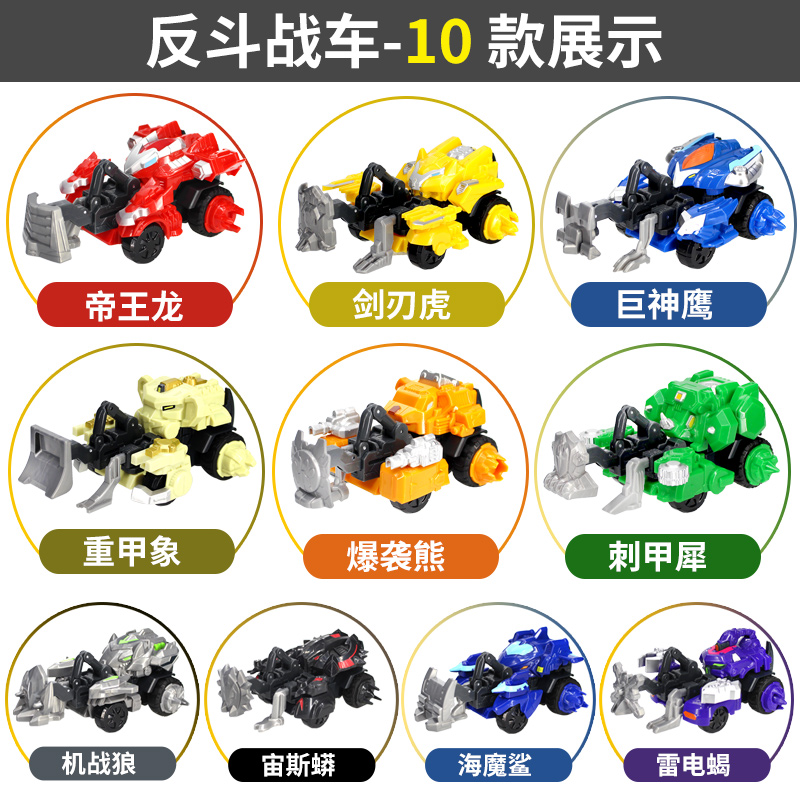 正版庄臣反斗战车玩具儿童男孩翻斗汽车炫斗对战站车帝王龙爆暴龙 重甲象[车+拉条+4武器]送加强版武器高清大图