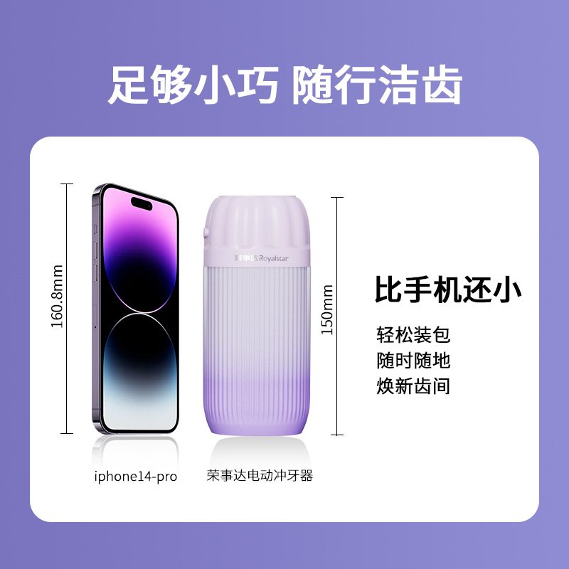 荣事达电动冲牙器小型洗牙器小型便携式伸缩儿童男女士牙齿口腔清洗神器RS-CY30H(渐变白)高清大图