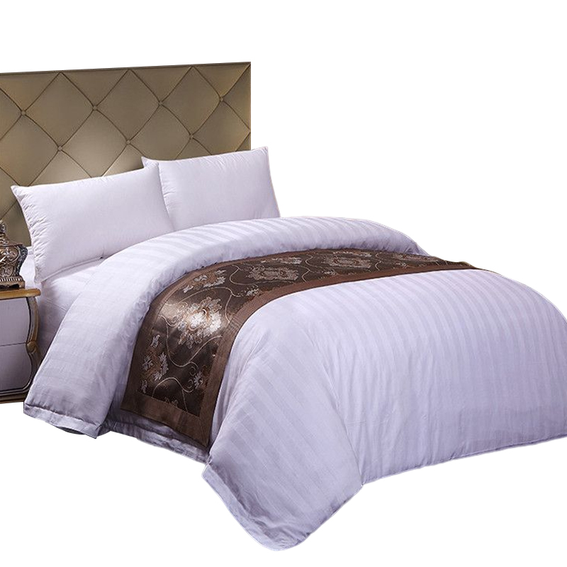 安居先森40加密全棉白色3公分缎条单人被套 160*210cm（条）高清大图