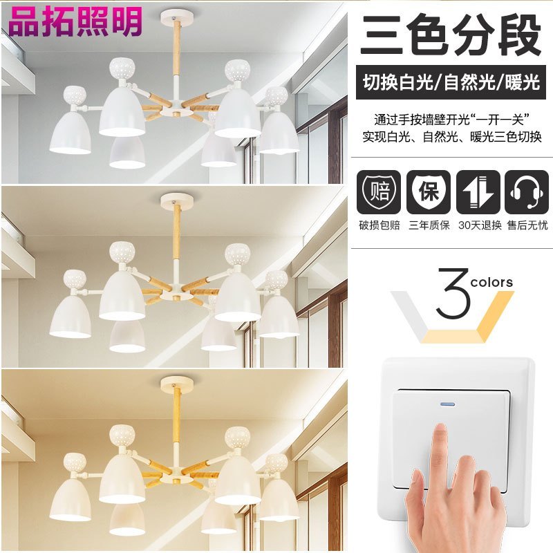 Grevol品拓(PINTUO)LED吊灯北欧灯具客厅简约现代吸顶灯大气创意铁艺个性风格实木卧室书房餐厅吊灯21M2