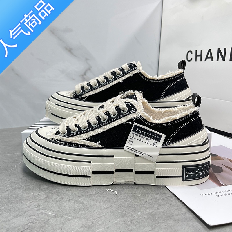 SUNTEK吴建豪帆布鞋女2023夏季新款百搭休闲网红流浪乞丐鞋厚底增高板鞋高清大图