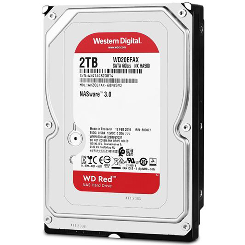 西部数据(WD)红盘 2TB SATA6Gb/s 256M 网络储存(NAS)硬盘(WD20EFAX)