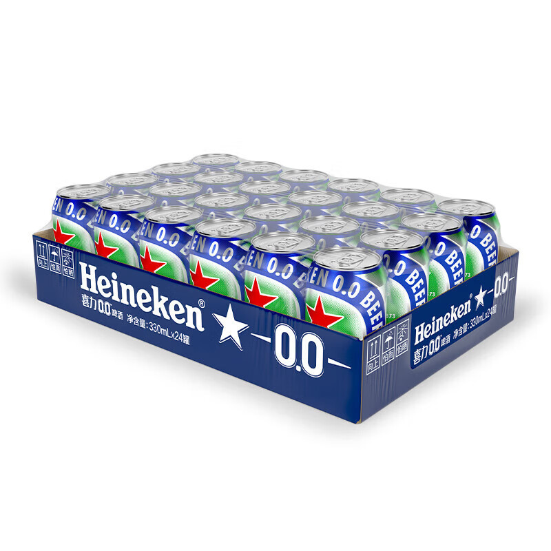 喜力新品(Heineken)无醇0.0啤酒低度全麦酿造啤酒 330mL 24罐