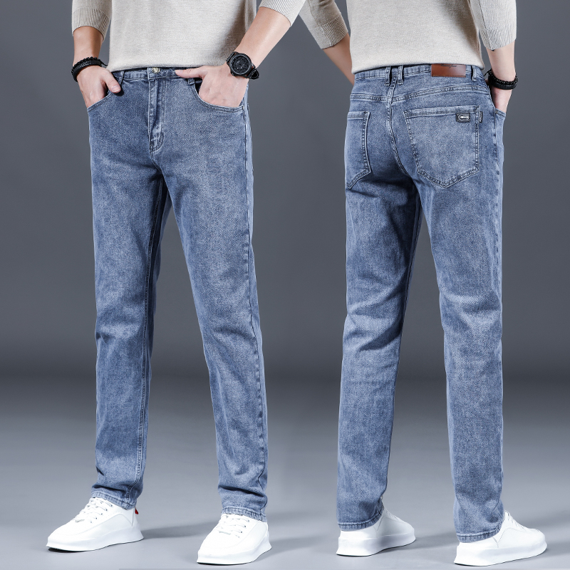 啄木鸟秋季牛仔裤男2025新款烟灰色商务修身弹力直筒休闲春秋长春高清大图