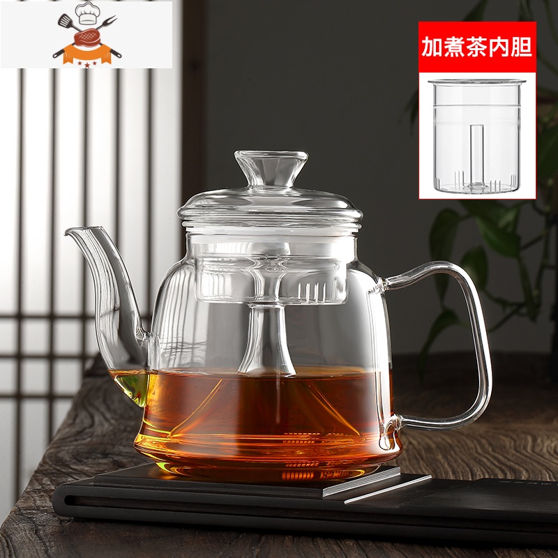 蒸茶壶玻璃蒸汽煮茶器家用茶具套装电陶炉煮茶壶烧水壶煮茶炉 B款蒸茶壶单壶1300毫升(双内胆) 敬平高清大图