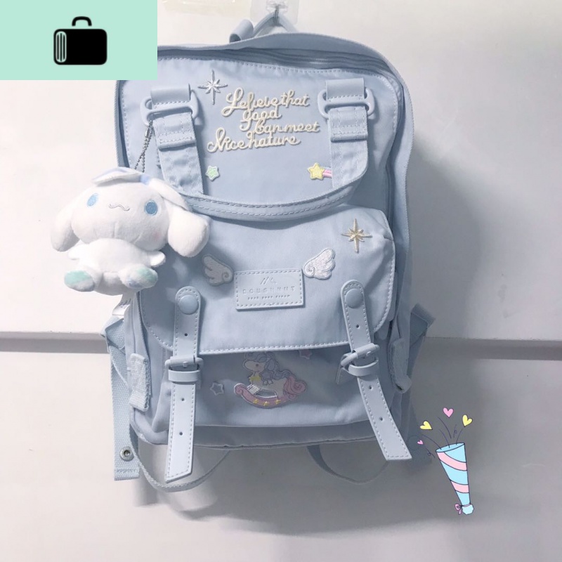 甜甜圈双肩包石灰色独角兽学生书包旅行包电脑双肩背包女NEW LAKE 蓝莲花标准号16L送5款刺绣贴+挂件