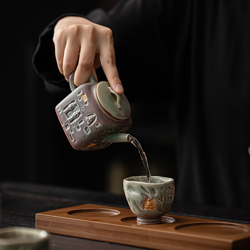 苏氏陶瓷(SUSHI CERAMICS) J0936 遇见敦煌·觉者小套装(一壶两杯一茶盘) 四件套 (单位:套)高清大图