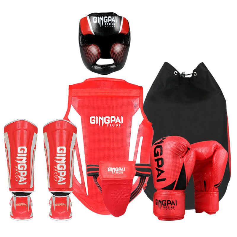 散打护具全套成人儿童泰拳拳击训练护头护腿护裆搏击装备护具套装