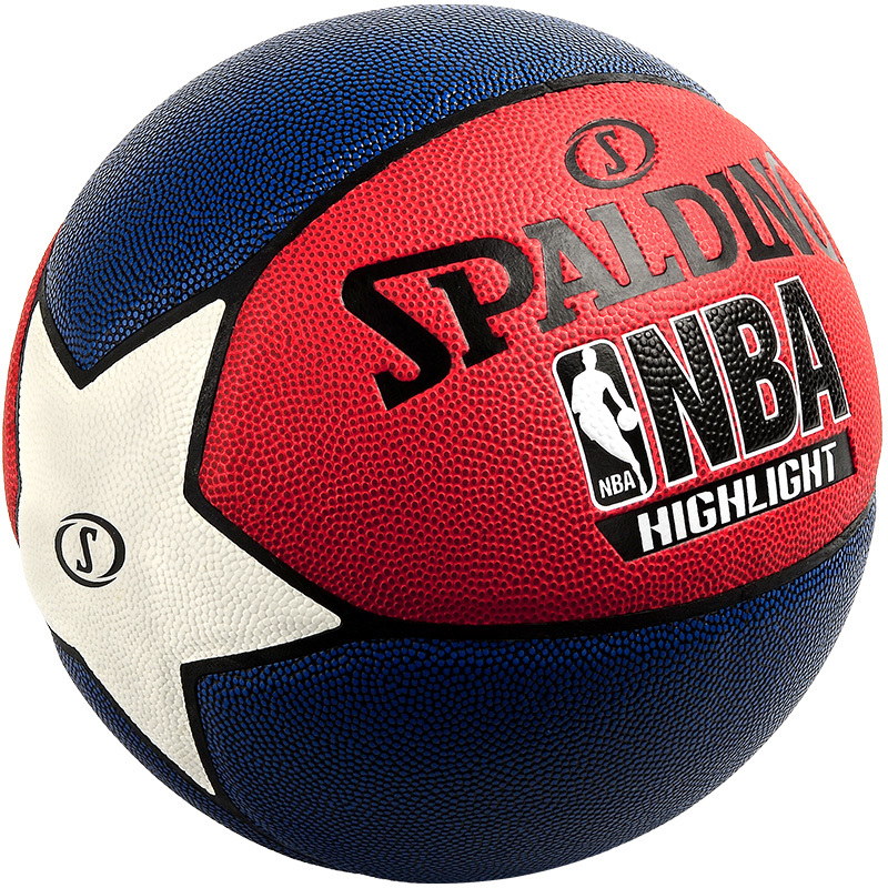 斯伯丁 SPALDING NBA比赛迷彩 Highlight星形复合表皮PU室内外训练7号蓝球76-022Y