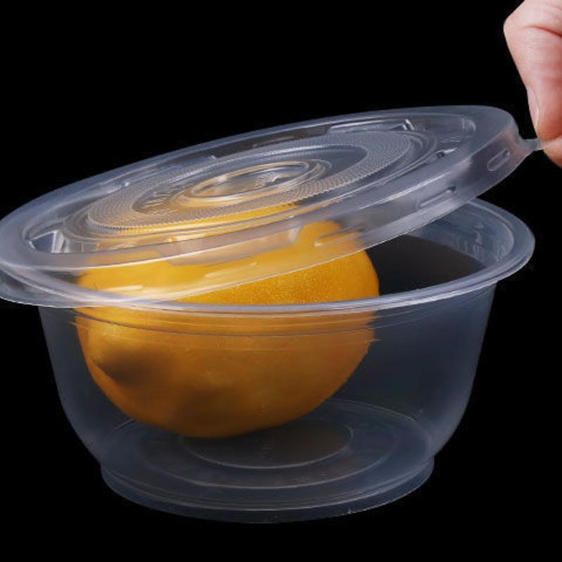 700盖600个一次性吸塑碗家用冰粉专用圆碗打包外卖碗透明带盖碗饭店