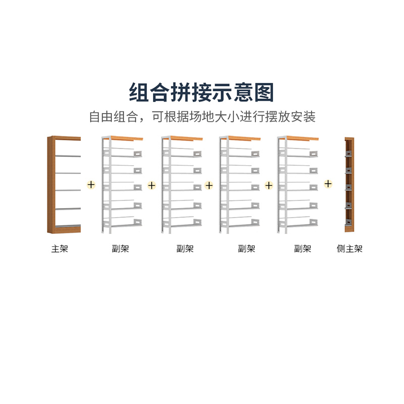 创世人 钢制双面书架书店阅览室档案资料架书柜置物架 一列四组五层