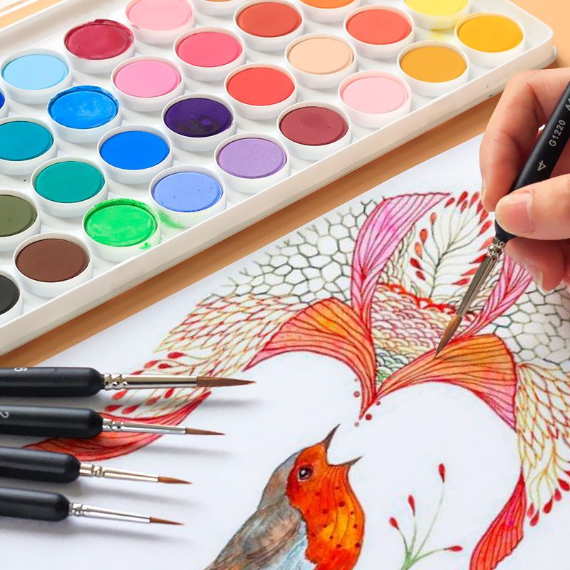 细狼毫勾线笔石头画油画描边笔工笔手绘画笔水彩水粉套装丙烯笔|6号[单支]