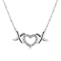 N856 Women Silver Necklace 镀纯银日韩天使之爱女水晶项链坠送女朋友七夕情人节礼物