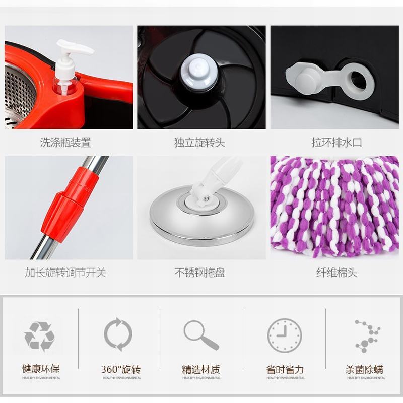 【带2个拖把头】拖把旋转托地擦地神器通家用夹固式扦把脱吧实木地板干湿两用