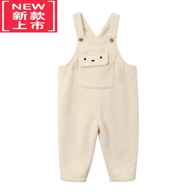 可莉允陈大猪小O宝 绣花宝宝背带裤女加绒加厚2022冬季新款女童保暖长裤保暖裤