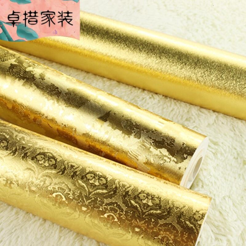 金箔墙纸客餐厅顶部墙纸欧式钩花拉丝KTV电视酒店背景壁纸01-金箔拉丝仅墙纸_3 05-金箔小欧花