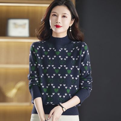 免费试穿 秋冬新款毛衣女半高领条纹套头短款洋气长袖内搭针织打底衫厚针织上衣服打底衫 3672藏青 S