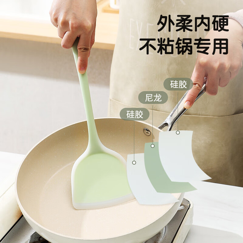 MAXCOOK美厨铲漏勺3件套不易变形硅胶清新绿MCCU1071高清大图
