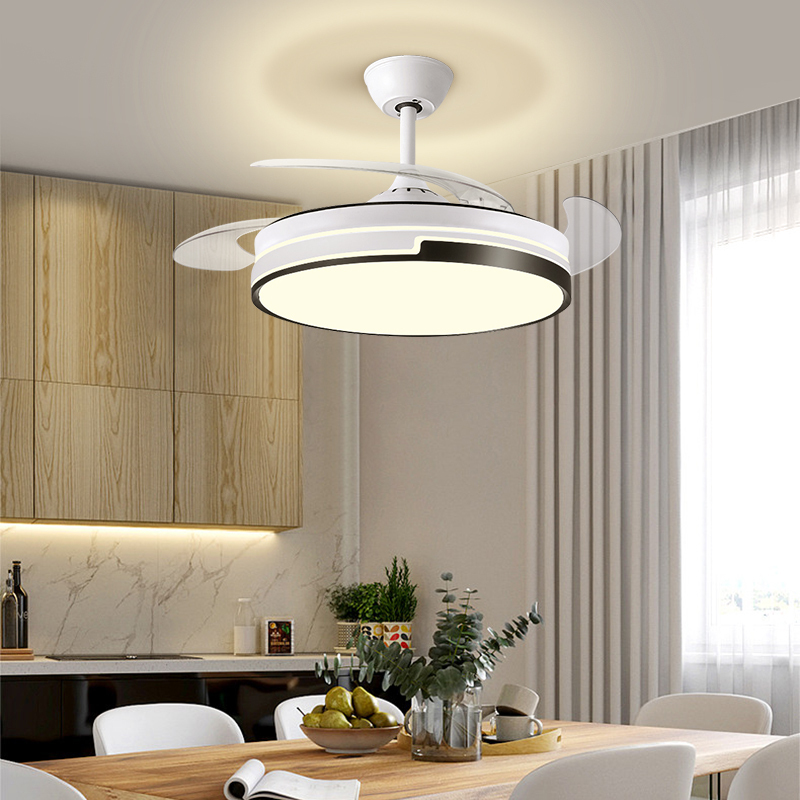 顾家照明2023新款隐形风扇灯现代简约餐厅吊灯遥控鸟巢吊扇灯隐形扇叶