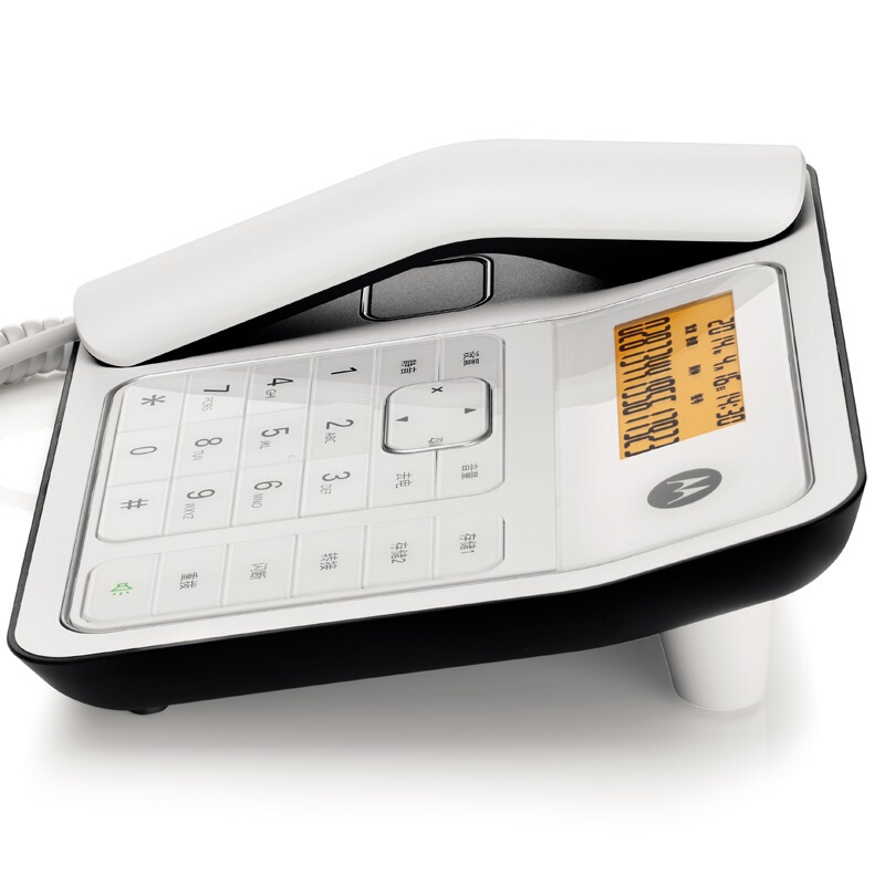 摩托罗拉(MOTOROLA)CT330C电话机座机固定电话 办公家用 双接口 语音报号 钢琴烤漆 (白色)