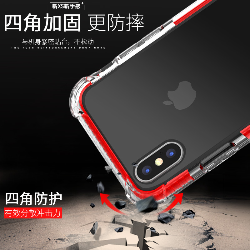 泰维斯(TGVI’S) iPhoneXS Max新机6.5英寸手机壳透明气囊防摔保护套 晶格系列 红色